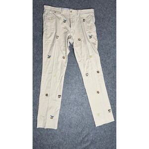 Polo Ralph LaurenMens 34x34 Stretch Slim Fit Chino Pants Embroidered Tiger Khaki